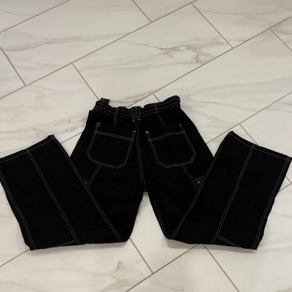 BDG Unisex Dark Cargo Pants with White Stitching